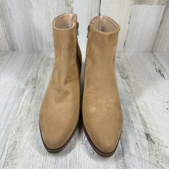 New BP Wallis Western Toe Block Heel Beige Bootie #116 - Picture 2 of 9